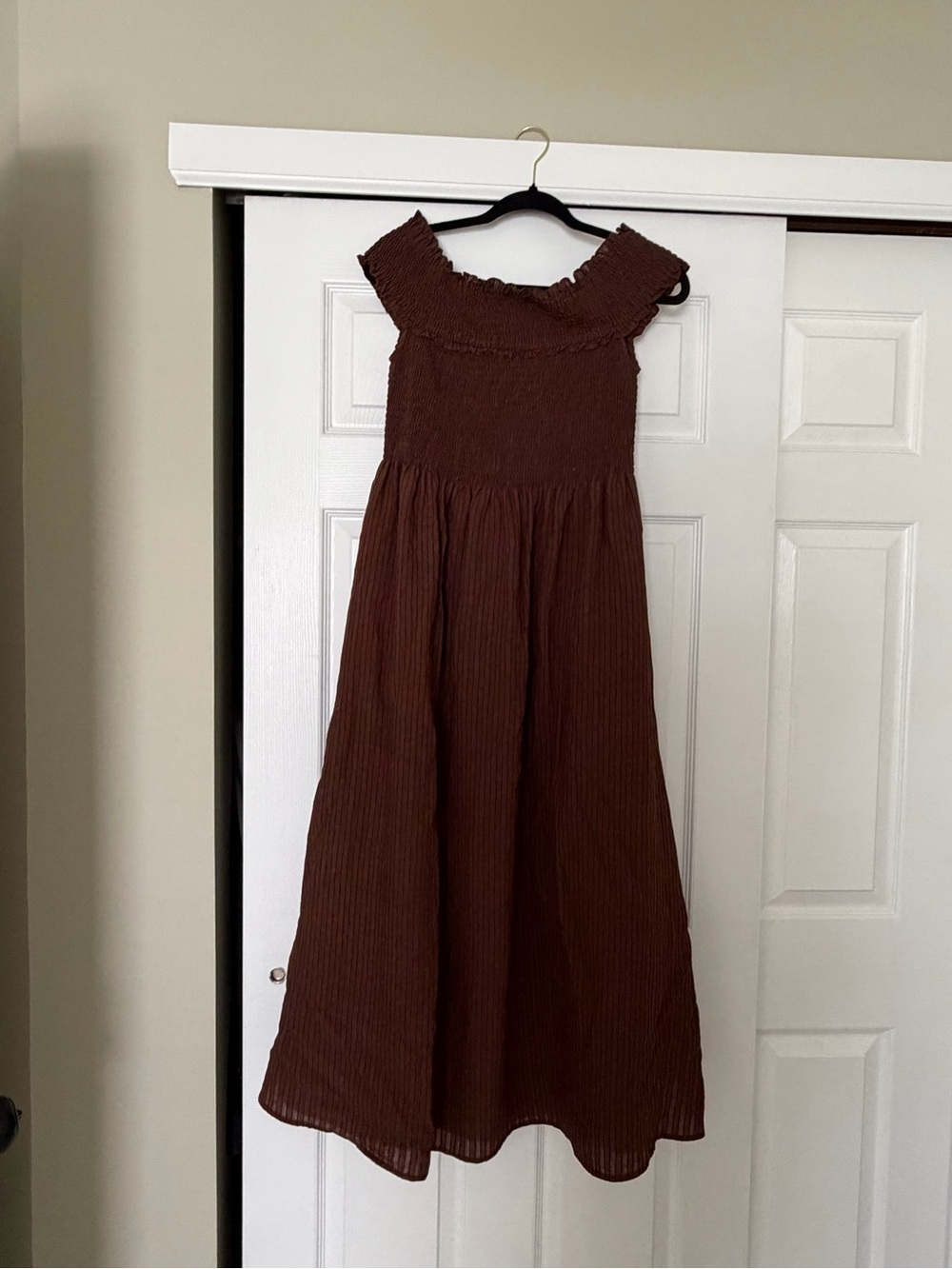 Hill House Marguerite Dress - Brown Tonal Searsucker - Picture 5 of 7